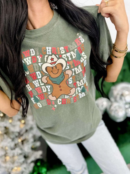 Howdy Christmas Gingerbread Man DTF Tee