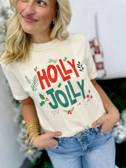 Holly Jolly Simple Circle DTF Tee