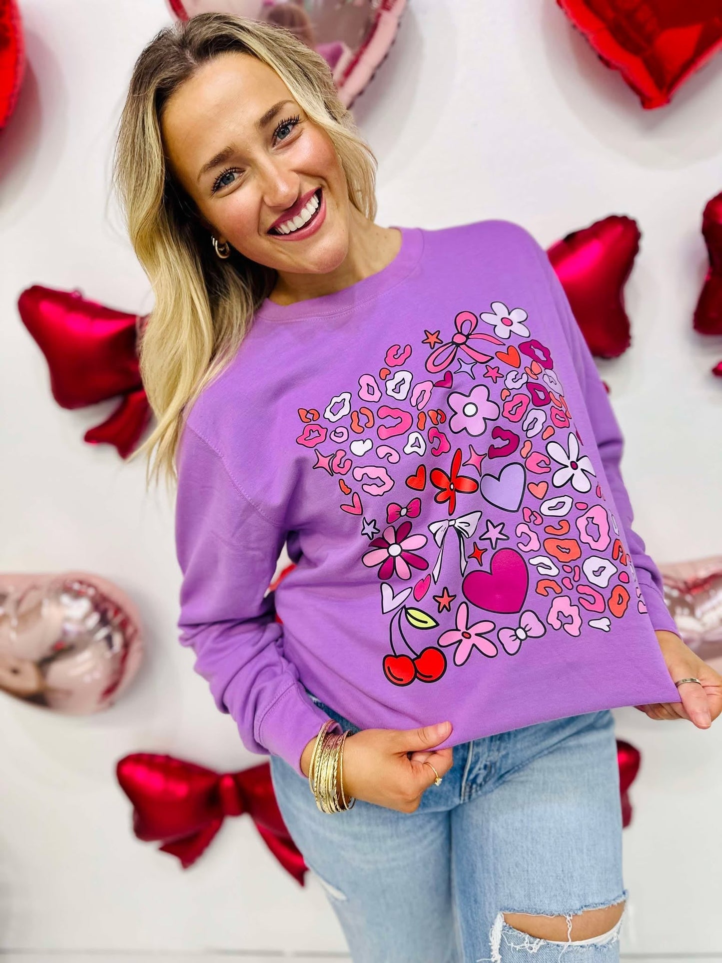 Valentine's Leopard Collage DTF Sweatshirt