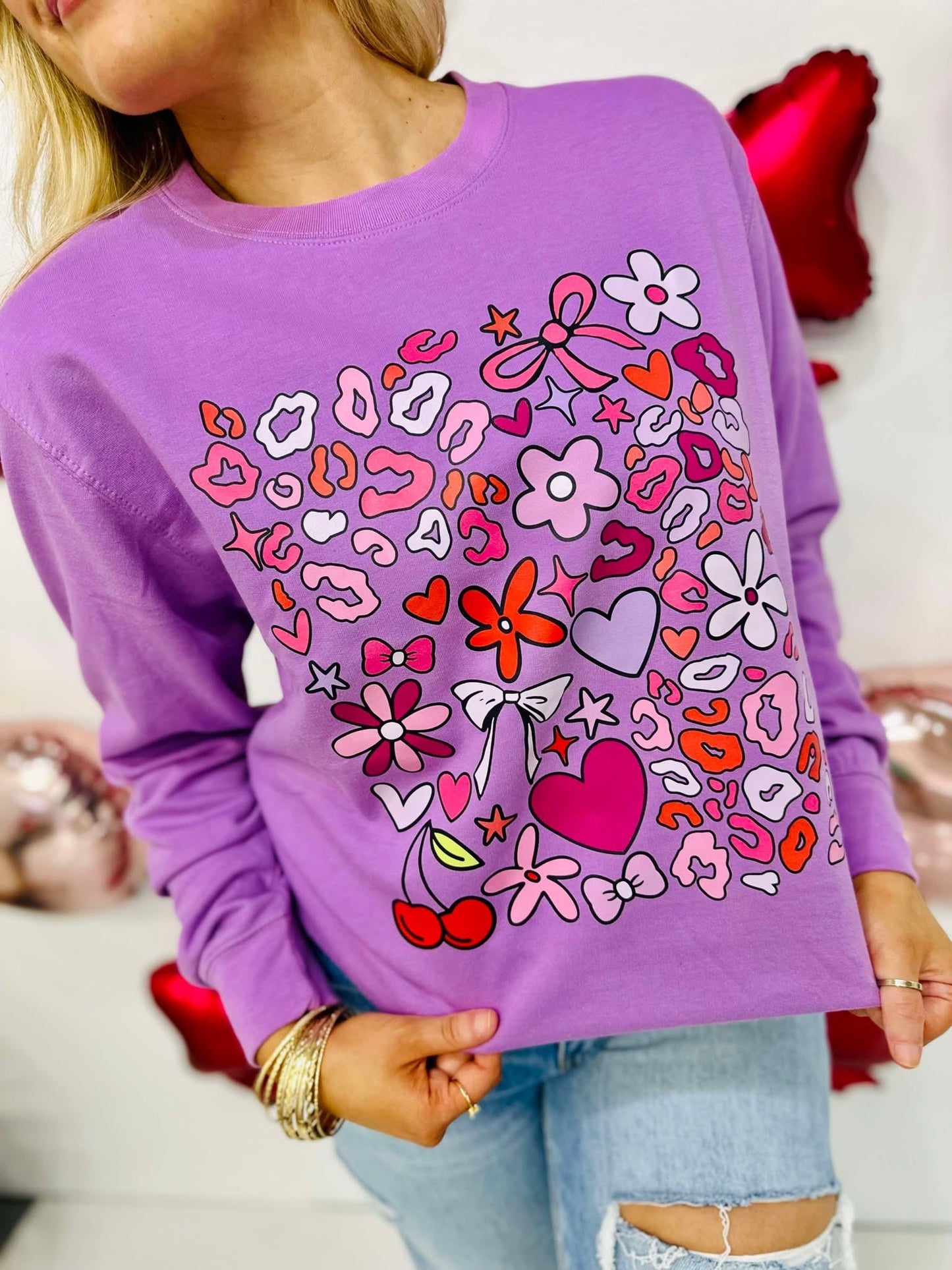 Valentine's Leopard Collage DTF Sweatshirt