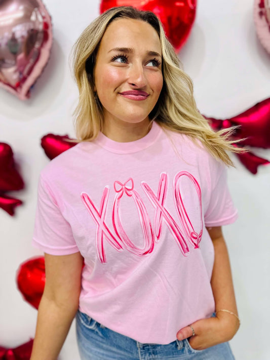 XOXO Cutie Pink Bow DTF Tee