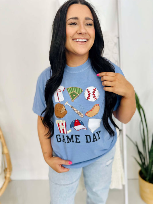 Game Day Baseball Things Collage DTF Tee