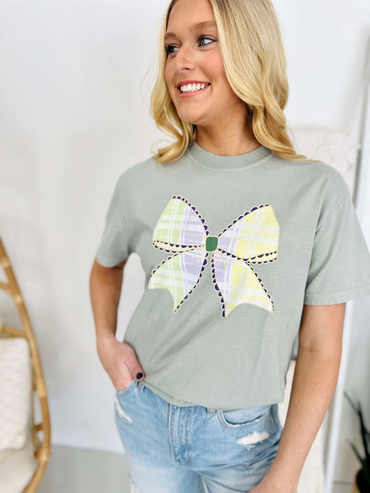 Mardi Gras Plaid Bow DTF Tee