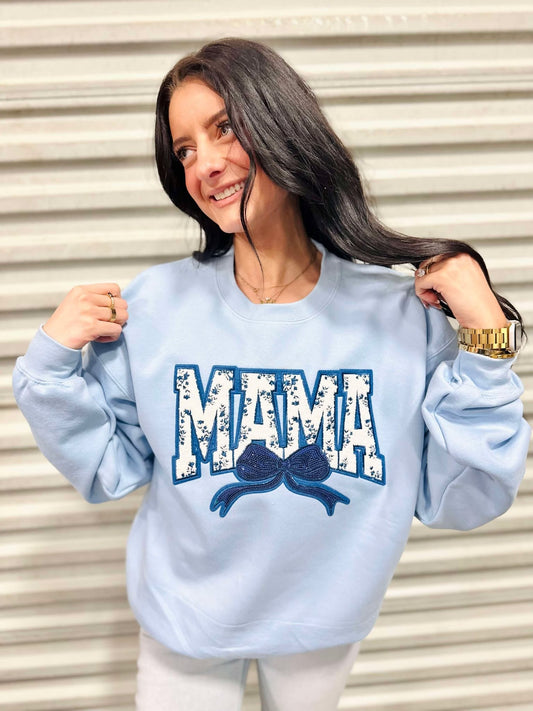 Navy Chino Mama Bow Patch Sweatshirt