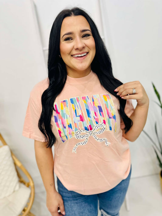 Mama Varsity Bow Paint Brushstroke DTF Tee