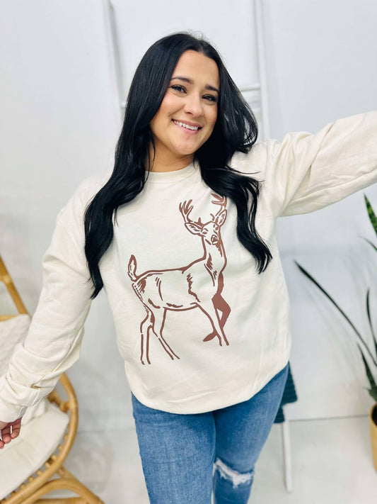 Deer Outline Puff Sweatshirt