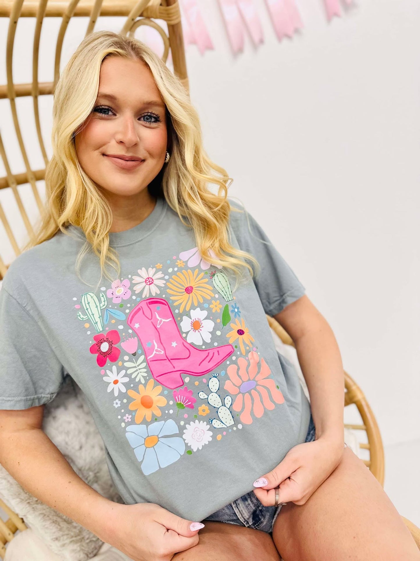Floral Western Boot Box Collage DTF Tee