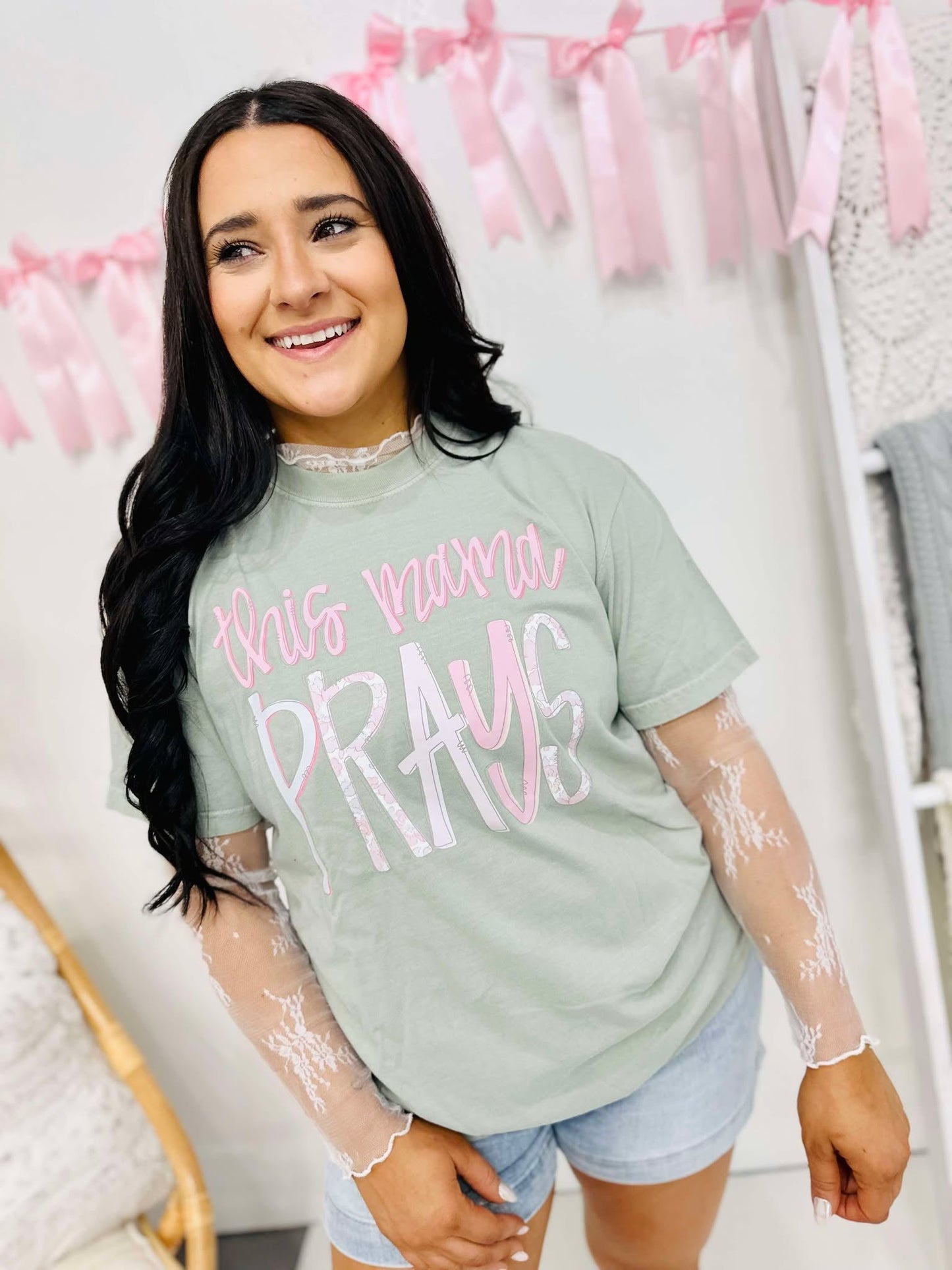 This Mama Pray's Floral Doodle DTF Tee