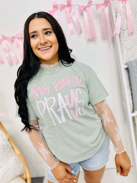 This Mama Pray's Floral Doodle DTF Tee