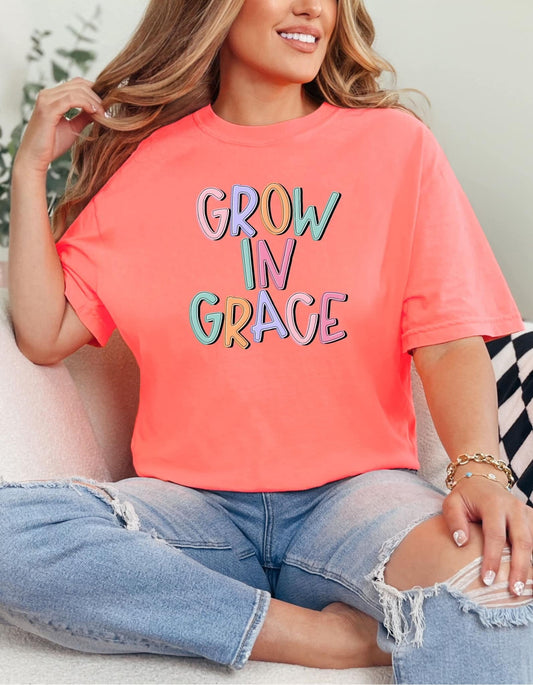 Grow In Grace Doodle Pastel Inline DTF Tee