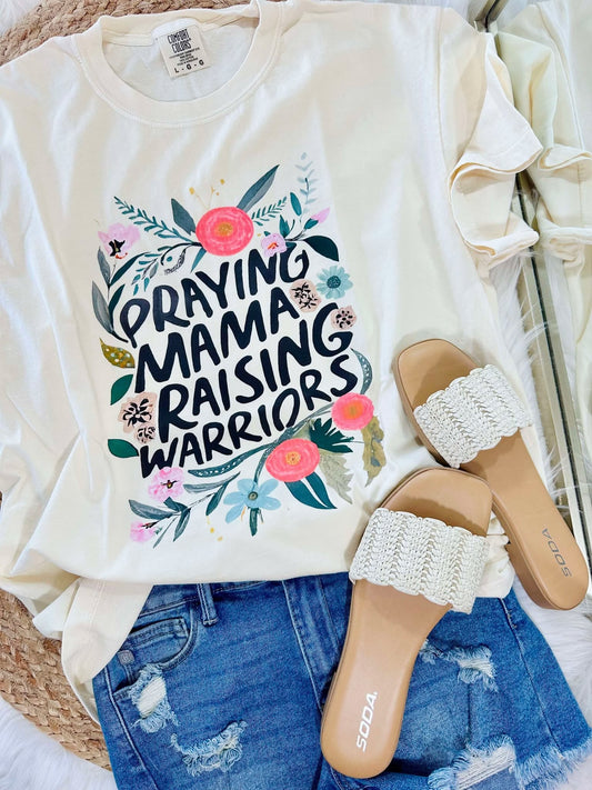 Praying Mama Raising Warriors Floral DTF Tee