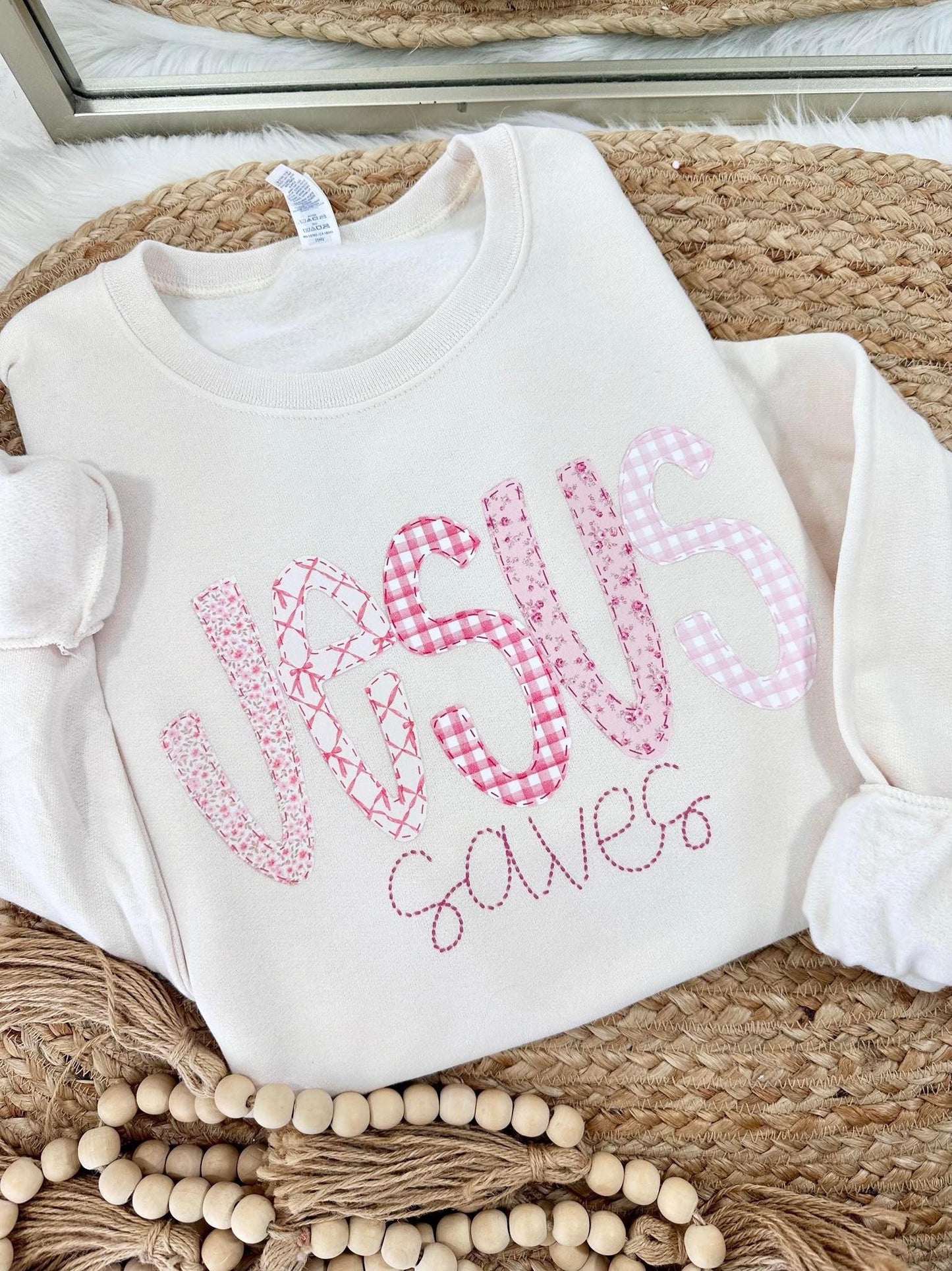 Jesus Saves Patchwork DTF Sweatshirt