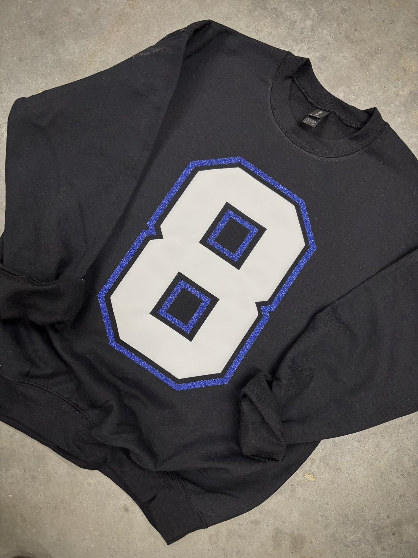 Varsity Number Double Puff Glitter Top