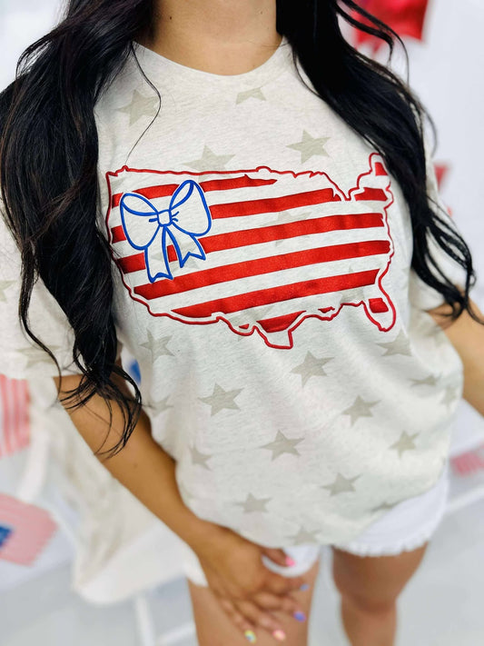 Fourth Of July America Puff Flag Graphic Tee