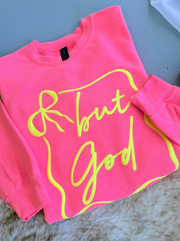 But God Bow Border Puff Sweatshirt