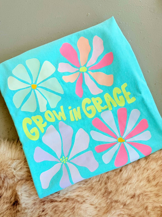 New Grow In Grace Flower Graphic Tee