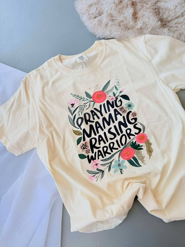 Praying Mama Raising Warriors Floral DTF Tee