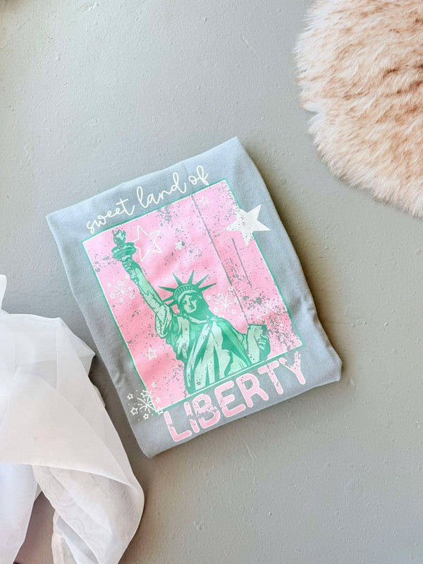Sweet Land Of Liberty Pink DTF Tee
