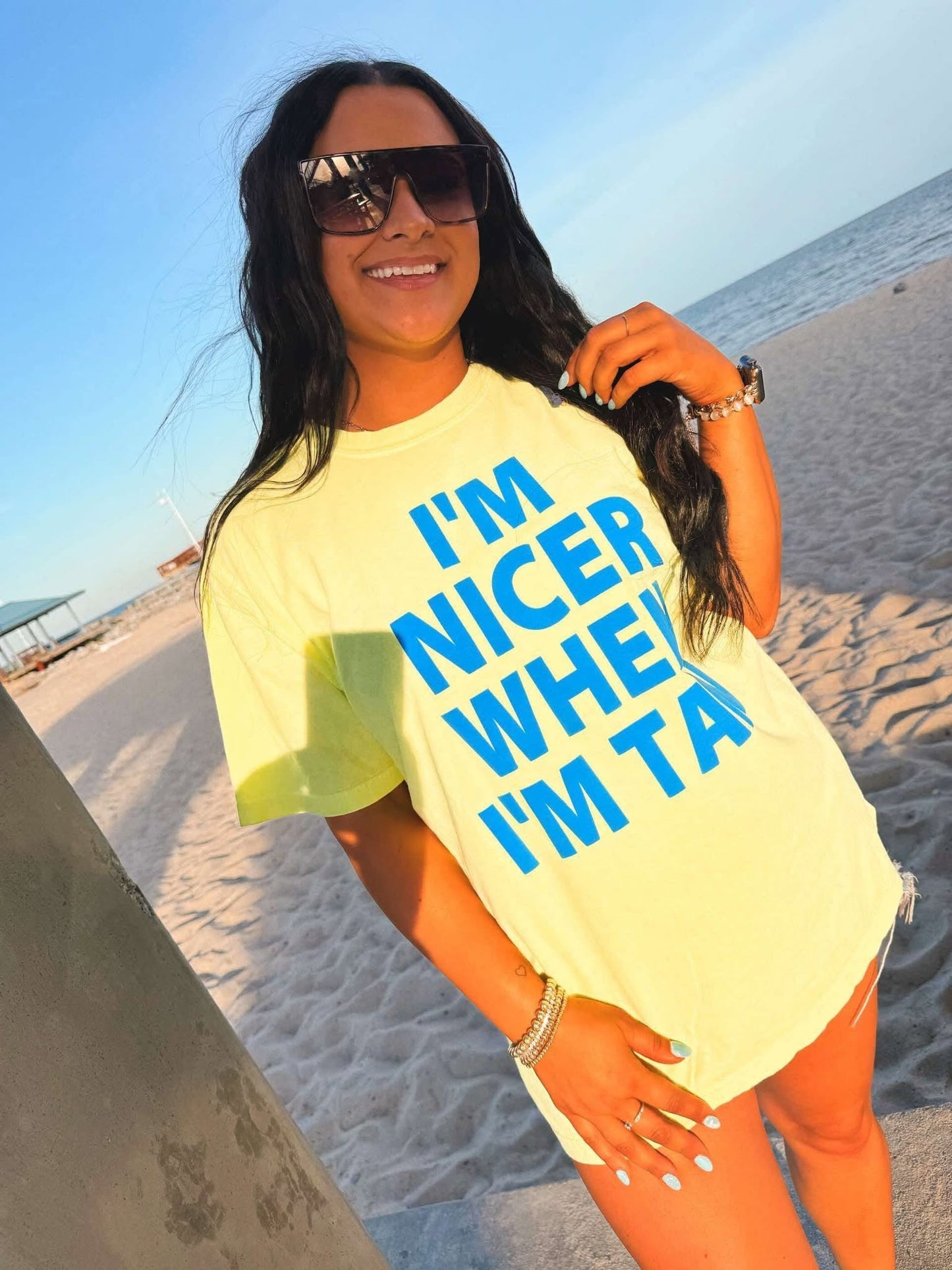 Nicer When I'm Tan Neon Puff Graphic Tee