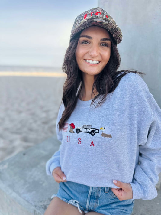 USA Trinkets Embroidered Graphic Sweatshirt