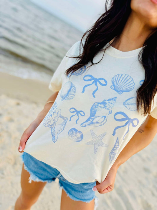 Shell's And Bow Collage Graphic Tee