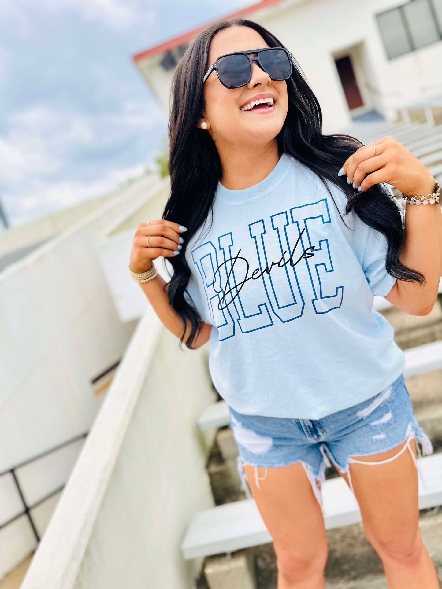 Custom Hollow Varsity Cursive Graphic Tee