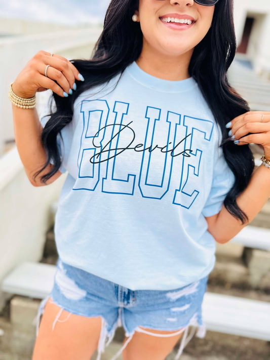 Custom Hollow Varsity Cursive Graphic Tee