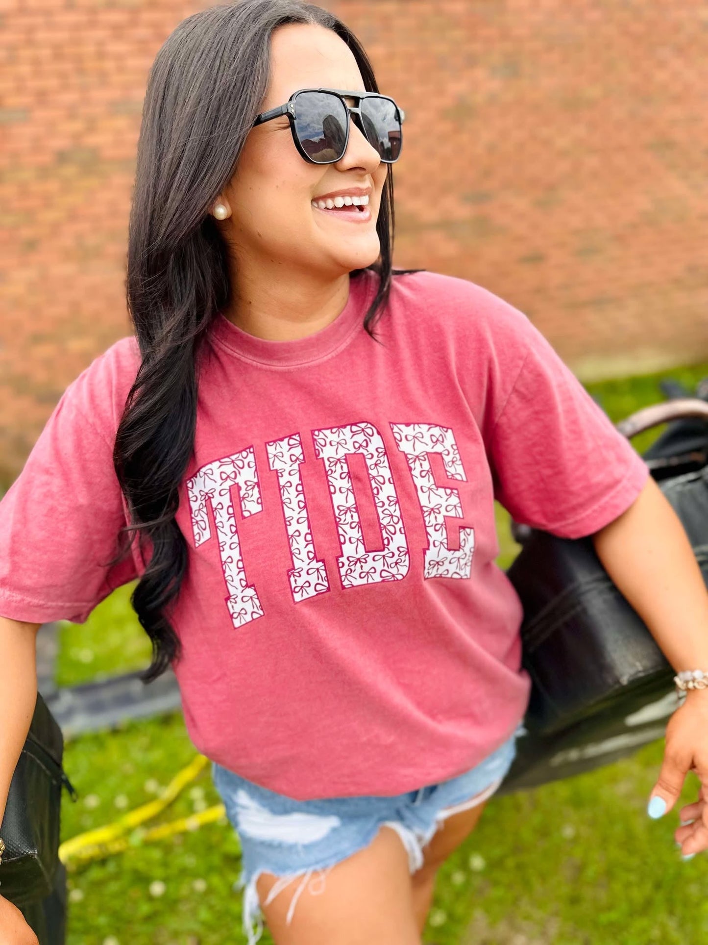 Custom Coquette Bow Varsity Graphic Tee
