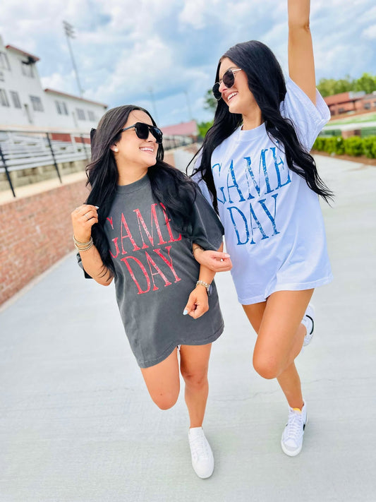 Oversized Distressed Game Day Graphic Tee