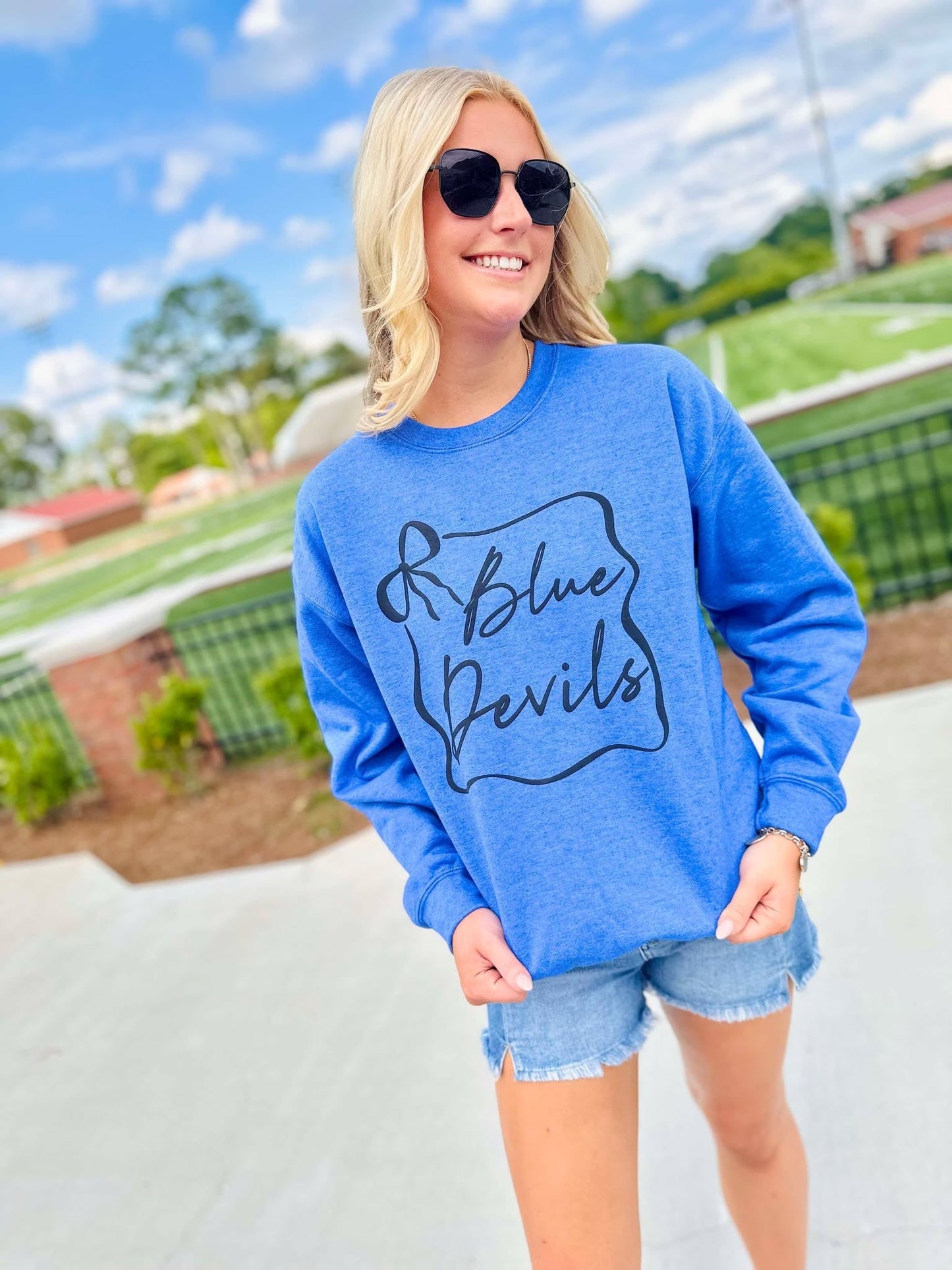 Custom School Puff Bow Frame Graphic Sweatshirt