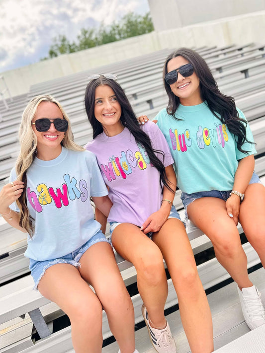 Custom Multi Retro Bubble Mascot Graphic Tee