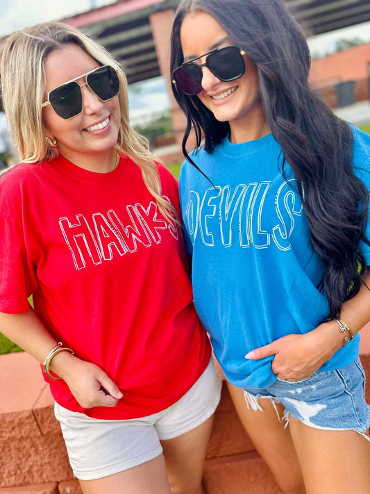 Custom Hollow Lines Mascot Graphic Tee