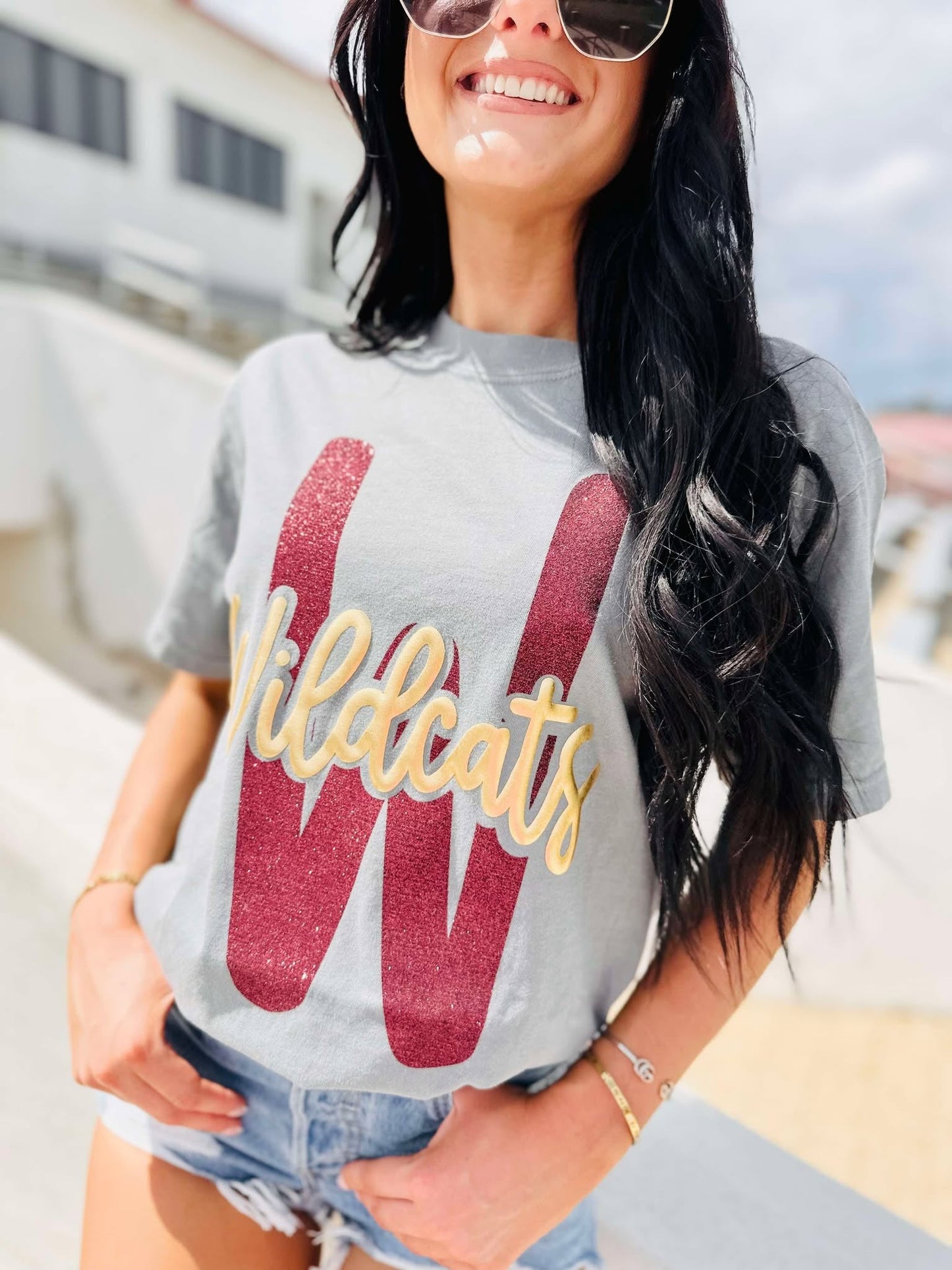 Custom Double Font Puff Glitter Graphic Tee