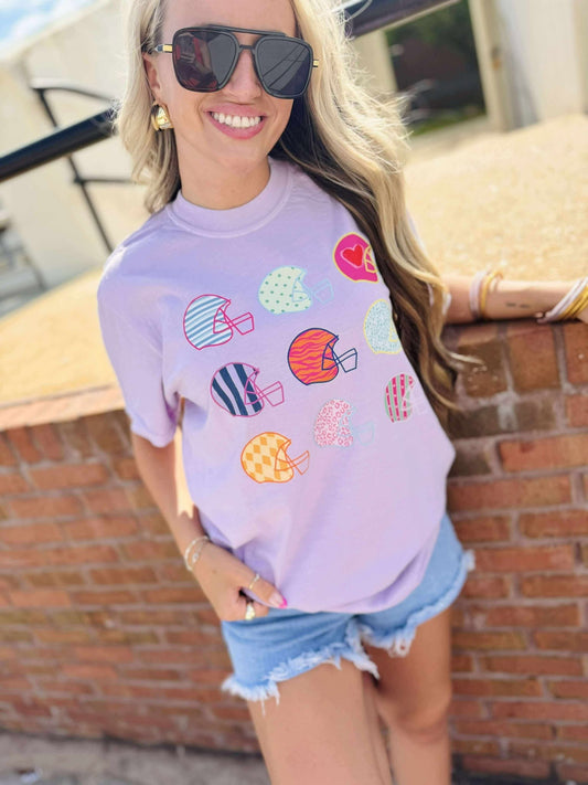 Neon Preppy Football Helmet Graphic Tee