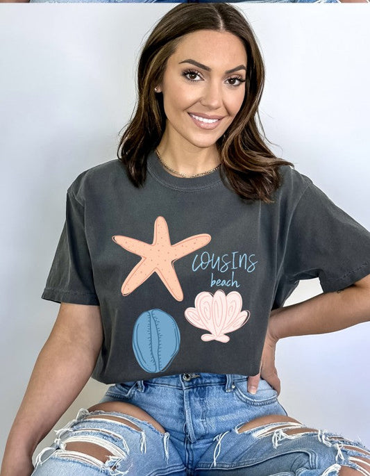 Cousins Beach Multi Seashells Graphic Tee