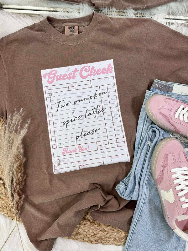 Pumpkin Spice Latte Check DTF Graphic Tee