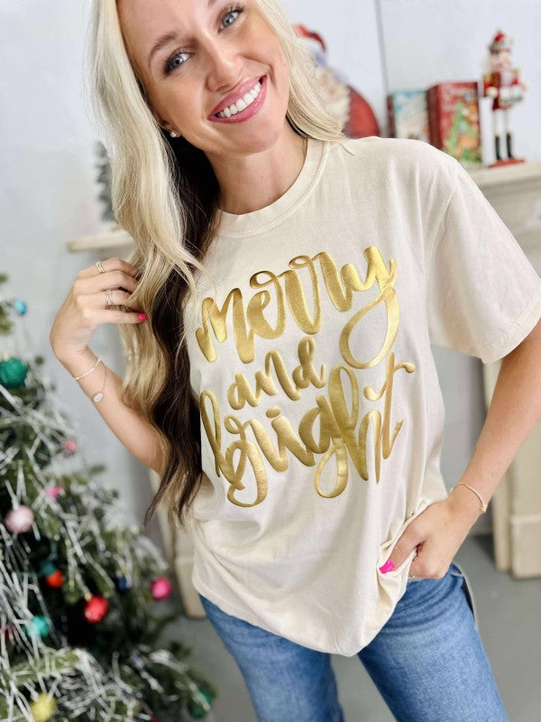 Merry & Bright Christmas Puff Tee