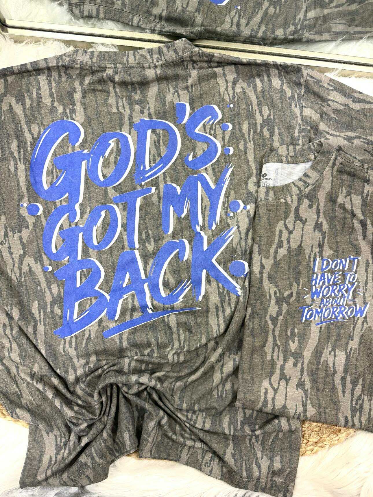 God Got My Back Camo Faith Graphic Tee