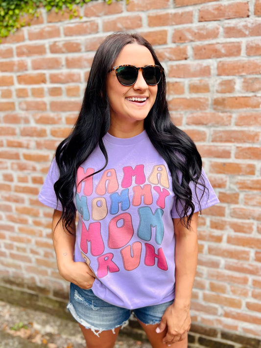Mama Mommy Mom Bruh Lavender Graphic Tee