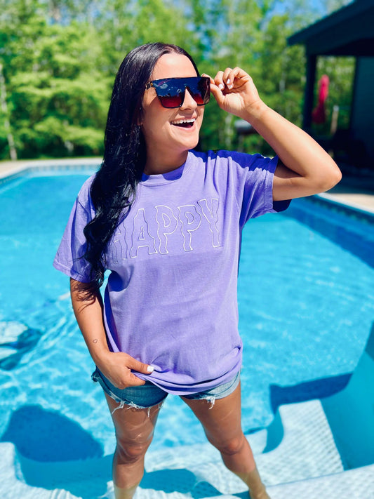 Happy Wavy Embroidered Tee