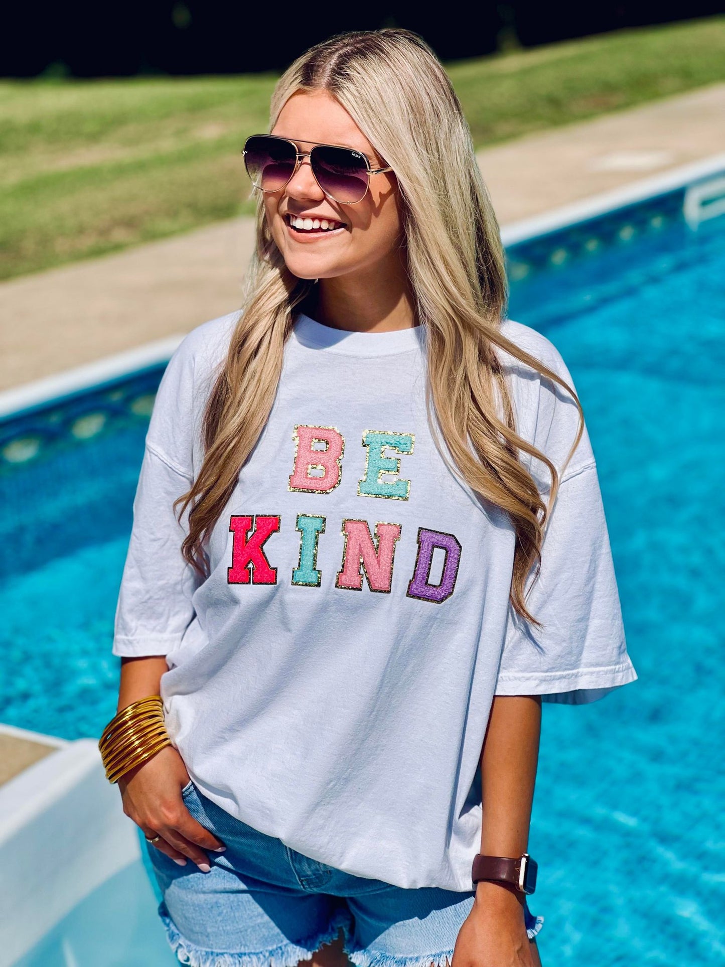 Be Kind Multi Colored Chenille Patch Tee