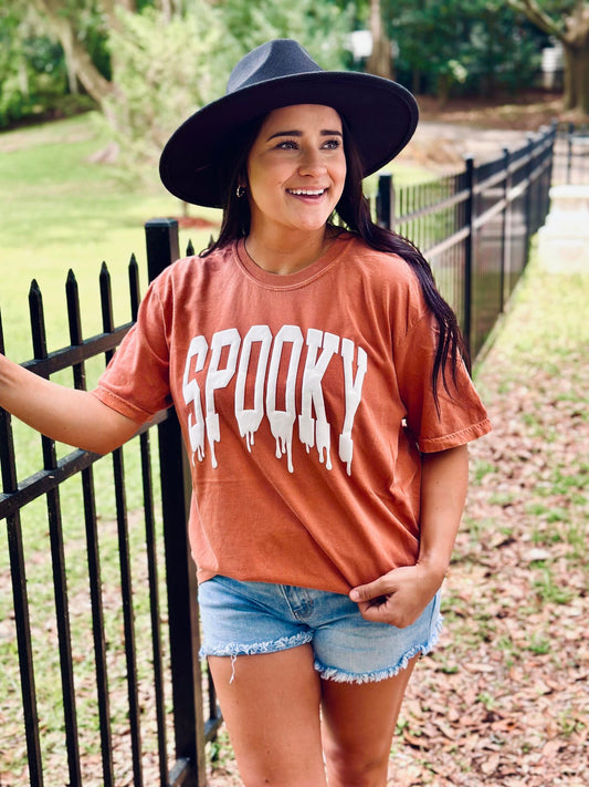 Spooky Drippy Varsity Puff Tee