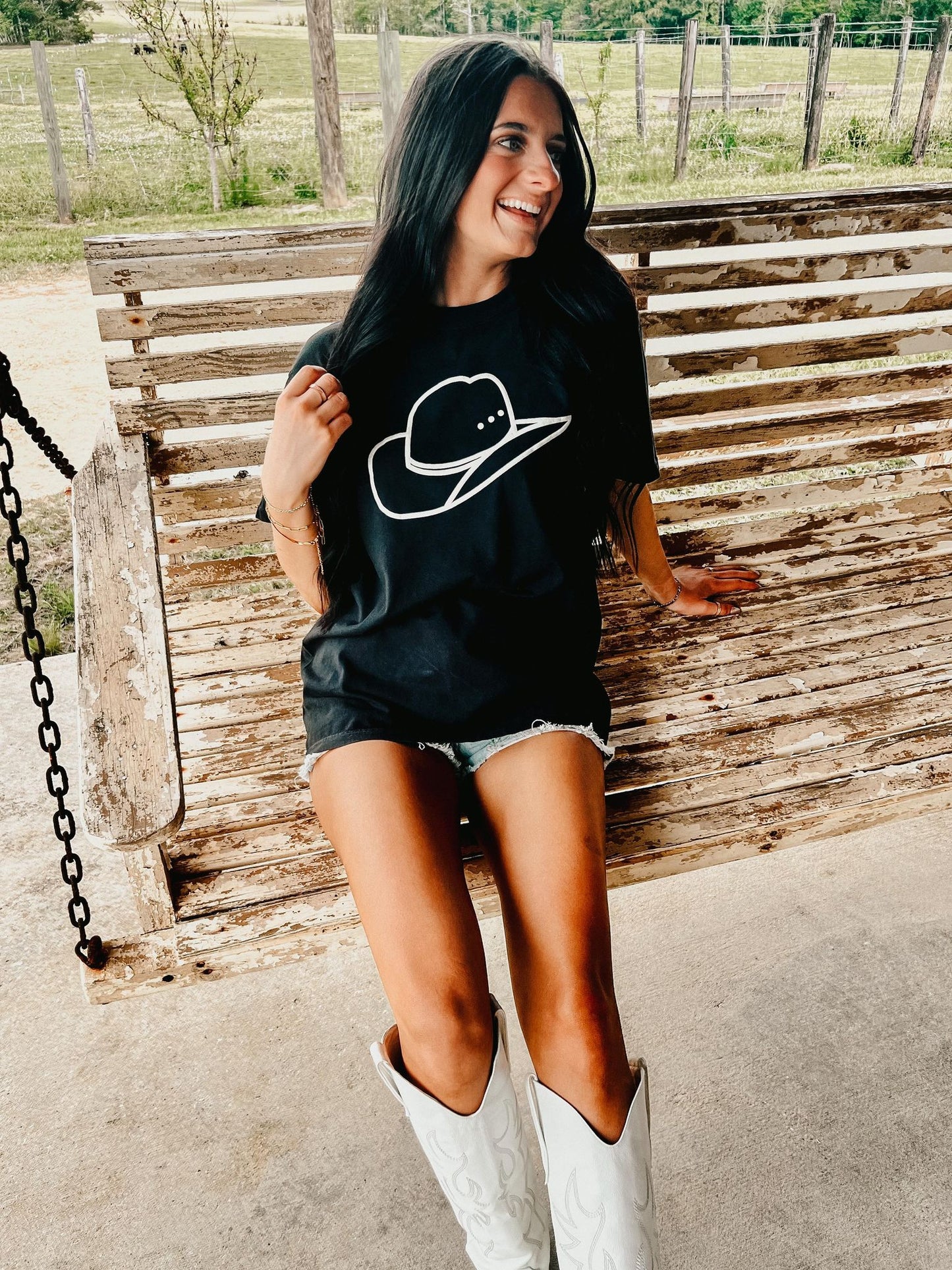 Western Cowgirl Hat Puff Tee