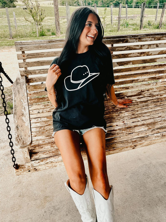 Western Cowgirl Hat Puff Tee