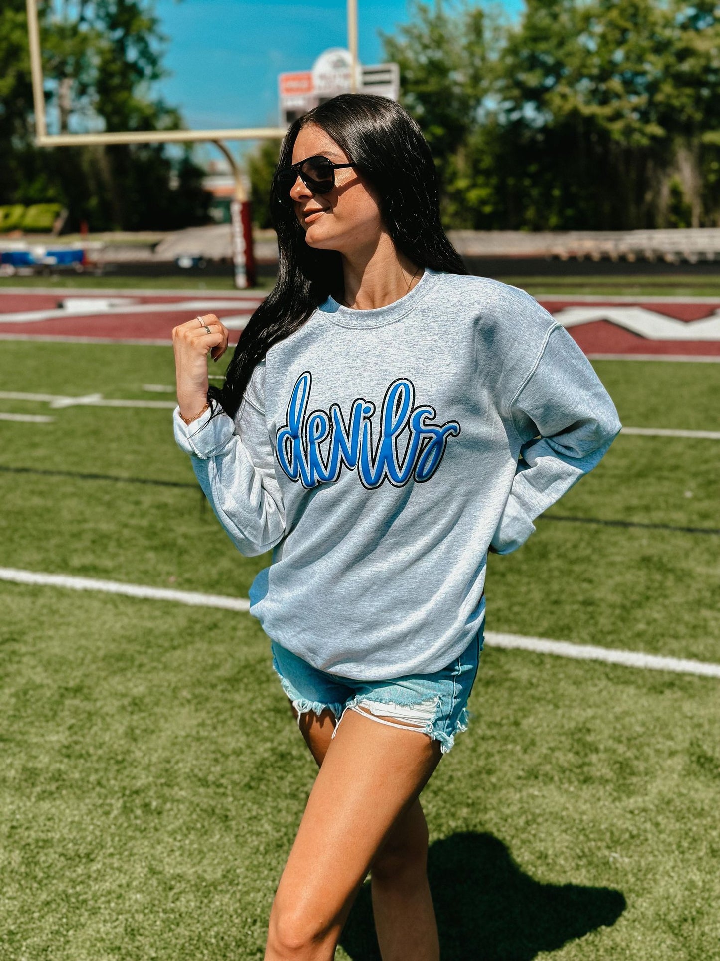 CUSTOM Mascot Cursive Puff/ Glitter Combo Sweatshirt