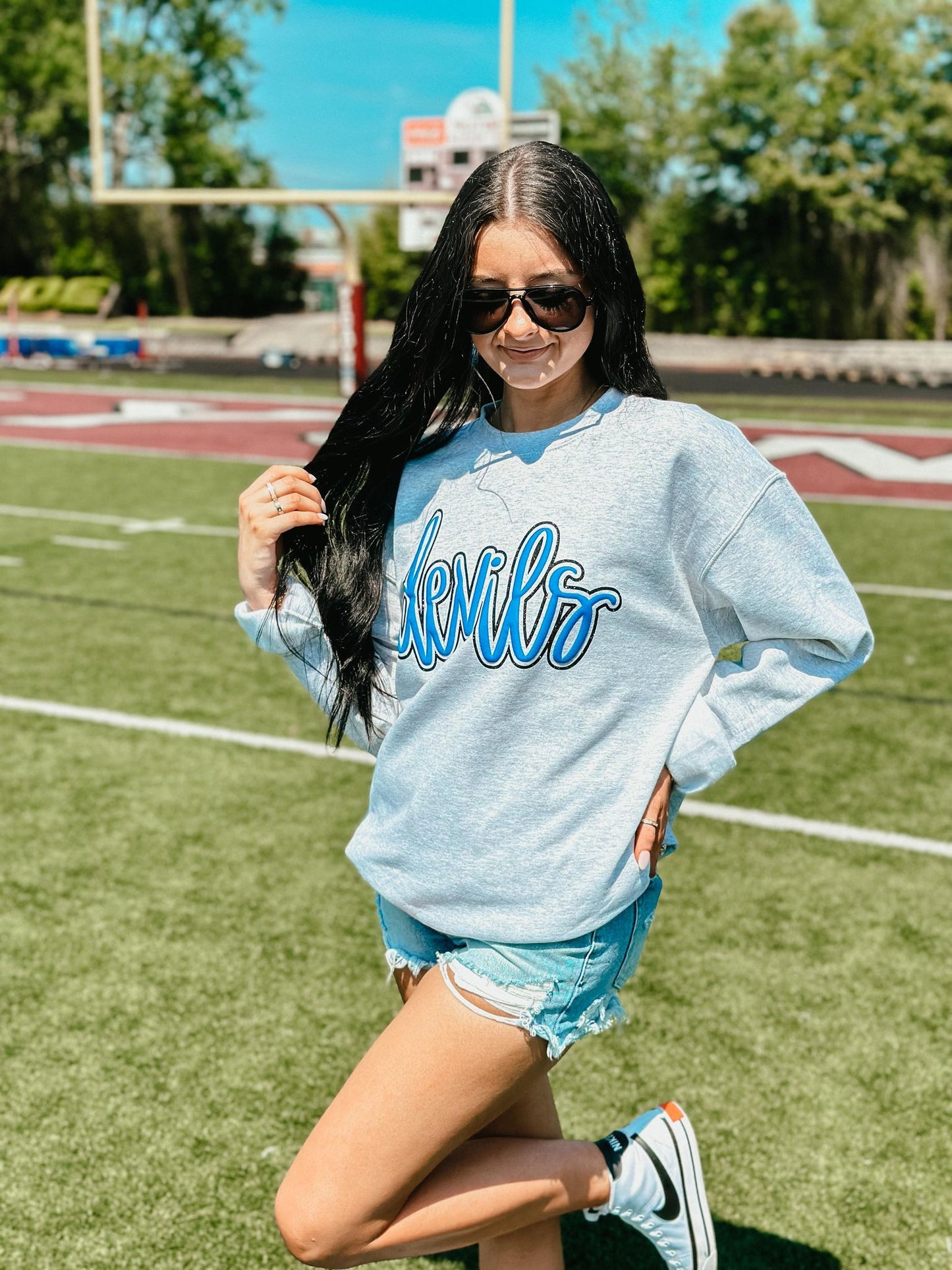 CUSTOM Mascot Cursive Puff/ Glitter Combo Sweatshirt