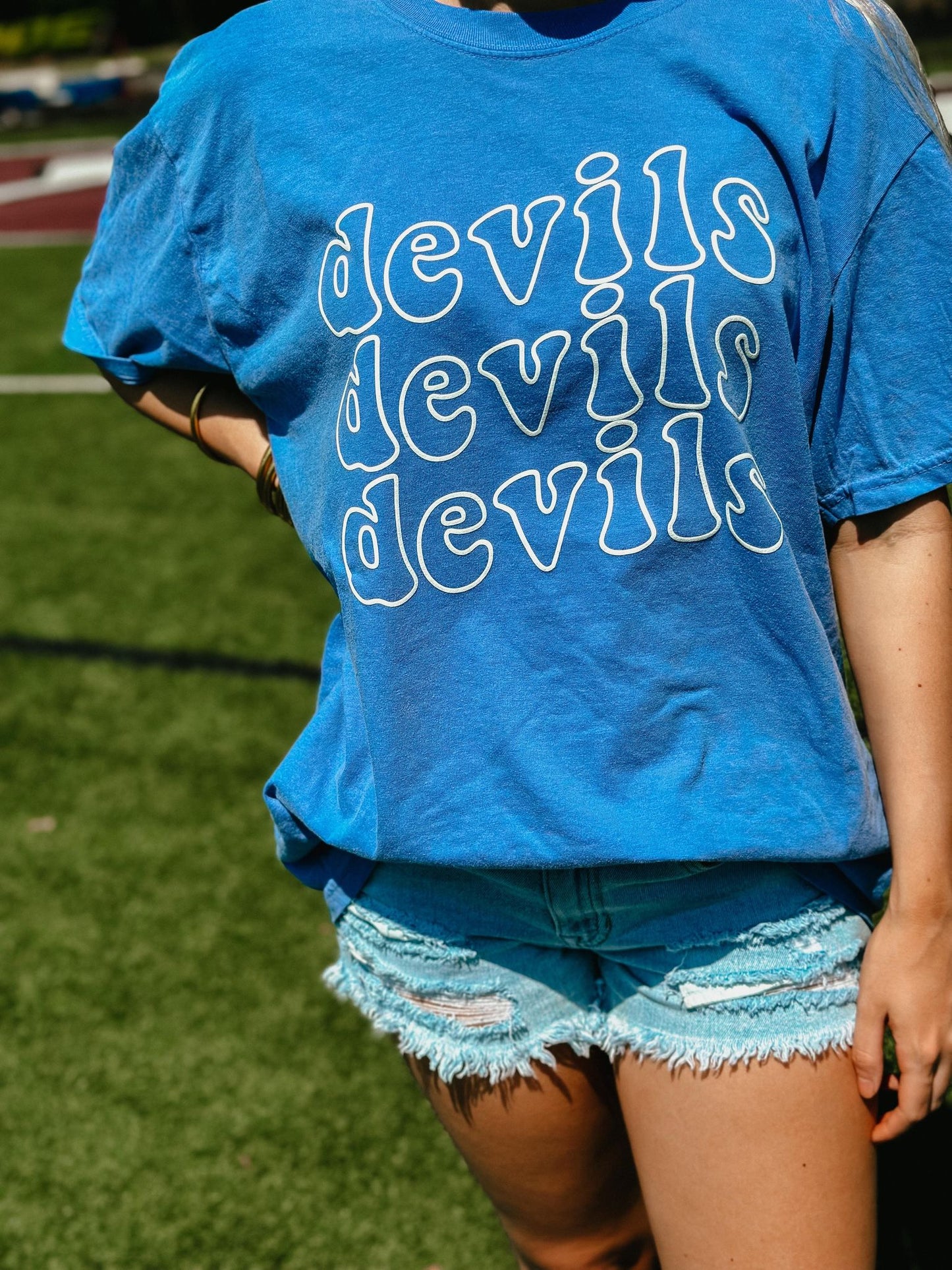 CUSTOM  Retro Outline Wave Mascot School Spirit Puff Tee