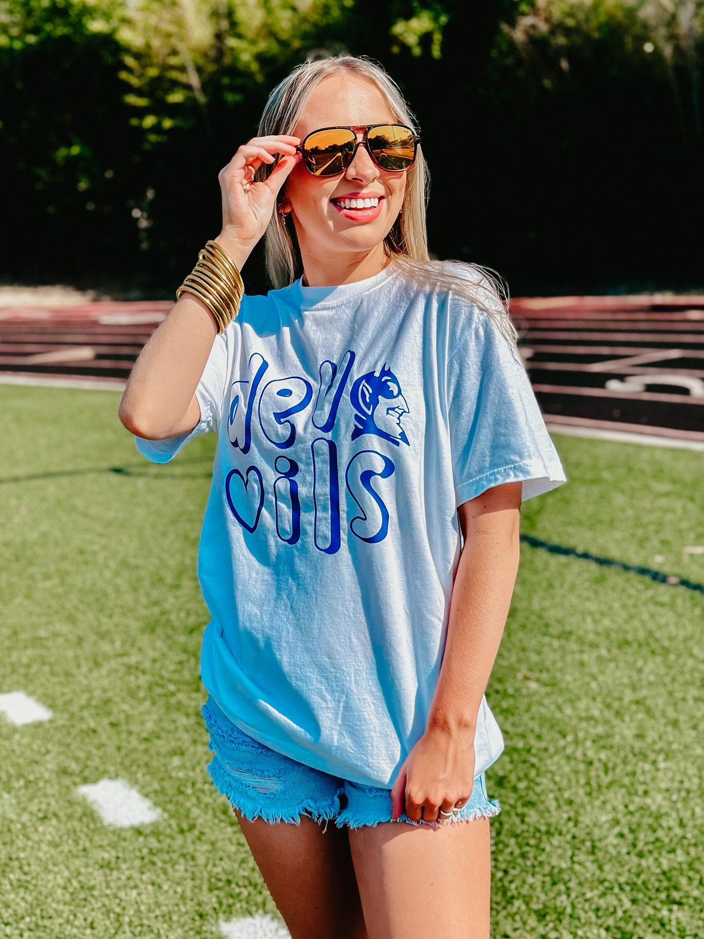 CUSTOM School Mascot Hollow Font Puff Tee