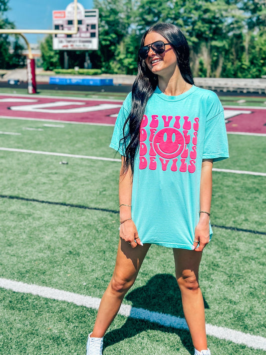 CUSTOM Happy Mascot Repeat Puff Tee