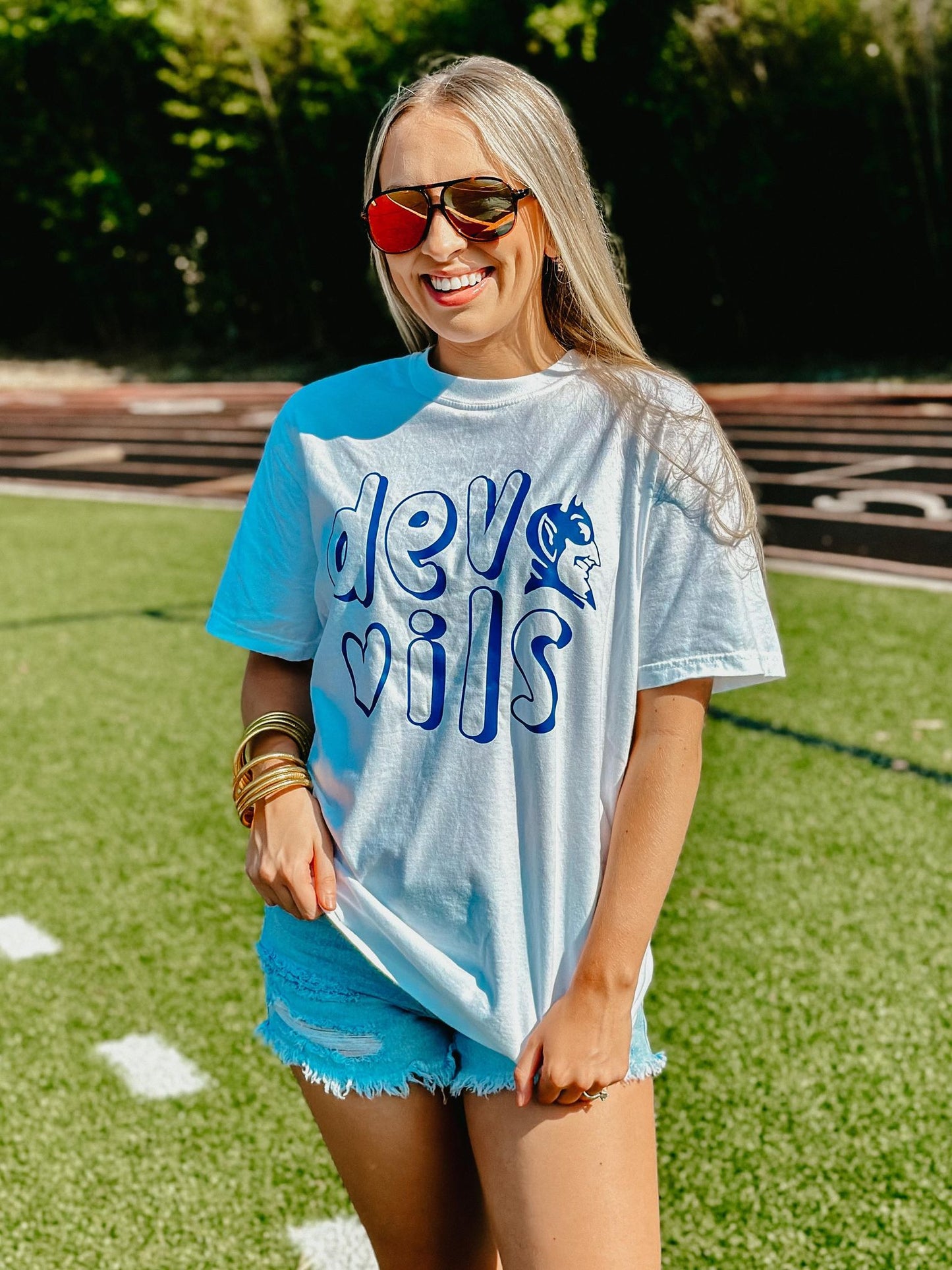 CUSTOM School Mascot Hollow Font Puff Tee